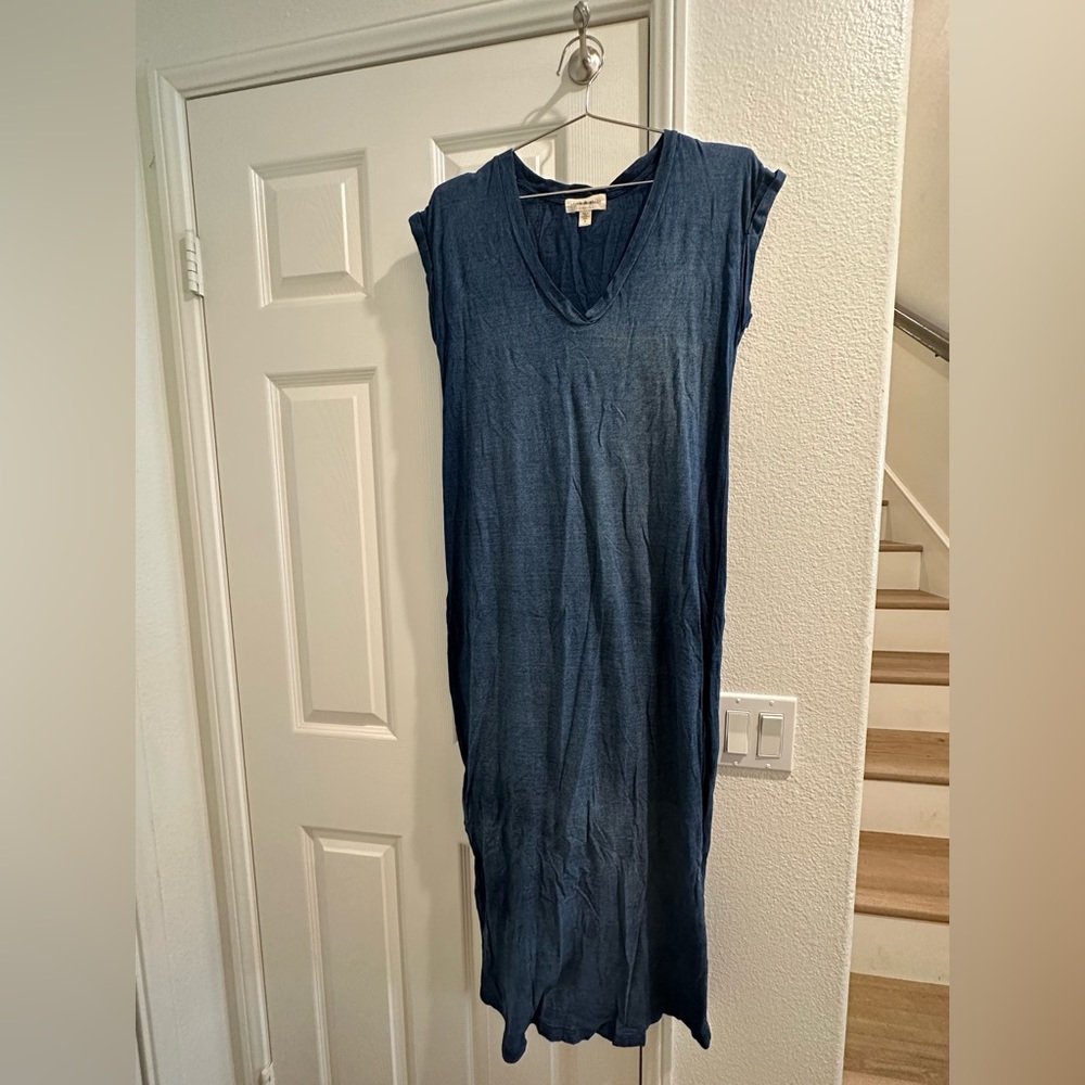 Cloth and Stone Blue Midi T-shirt dress with slits